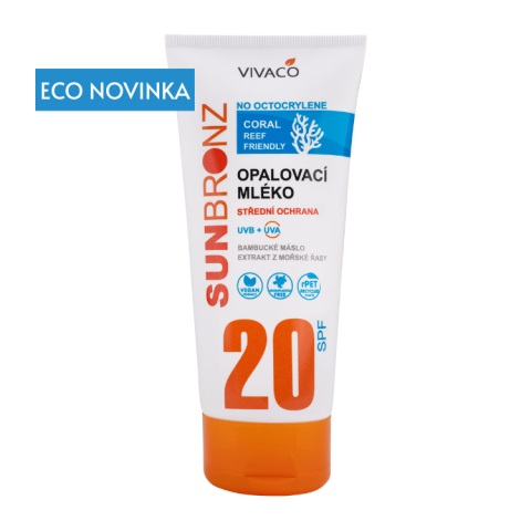 Vivaco SUN BRONZ Coral Friendly Opaľovacie MLIEKO SPF20 bez octocrylenu 200 ml